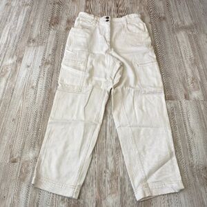 Women’s h&m straight leg / wide leg white high waisted cargo pants size 10